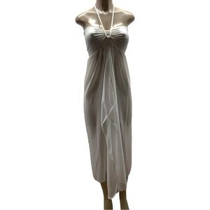Zury Size S/M White 100% Rayon Strapless Neck Tie Cover Up Dress. Preloved.